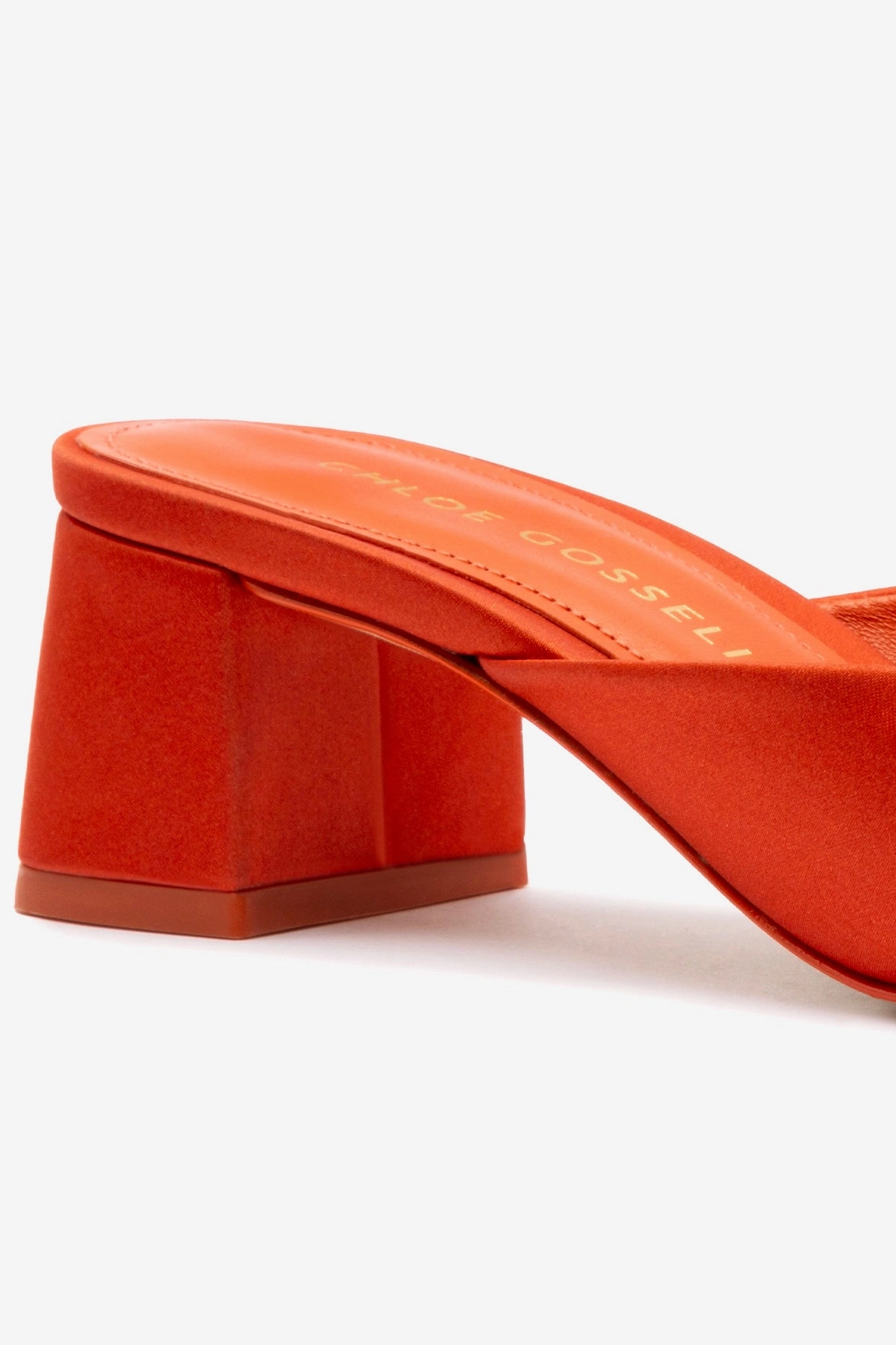 Chloe Gosselin by Larroud?? Anah Mule In Orange Sunrise Satin Indoor Favorite Stylish Form