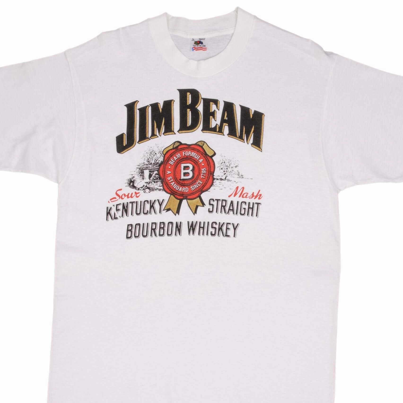 VINTAGE JIM BEAM BOURBON 1990S TEE SHIRT SIZE LARGE MADE IN USA Tagless Neckline college