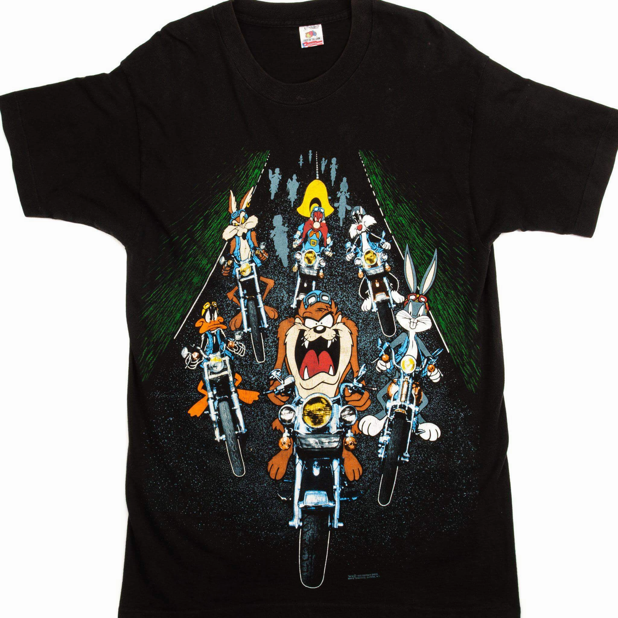 Soft Cotton Feel VINTAGE LOONEY TUNES ON BIKES TEE SHIRT 1993 SIZE LARGE MADE IN USA