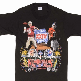 VINTAGE NFL 49ERS VS BRONCOS SUPERBOWL XXIV 1990 TEE SHIRT MEDIUM MADE IN USA Cool Vibes Adjustable Fit