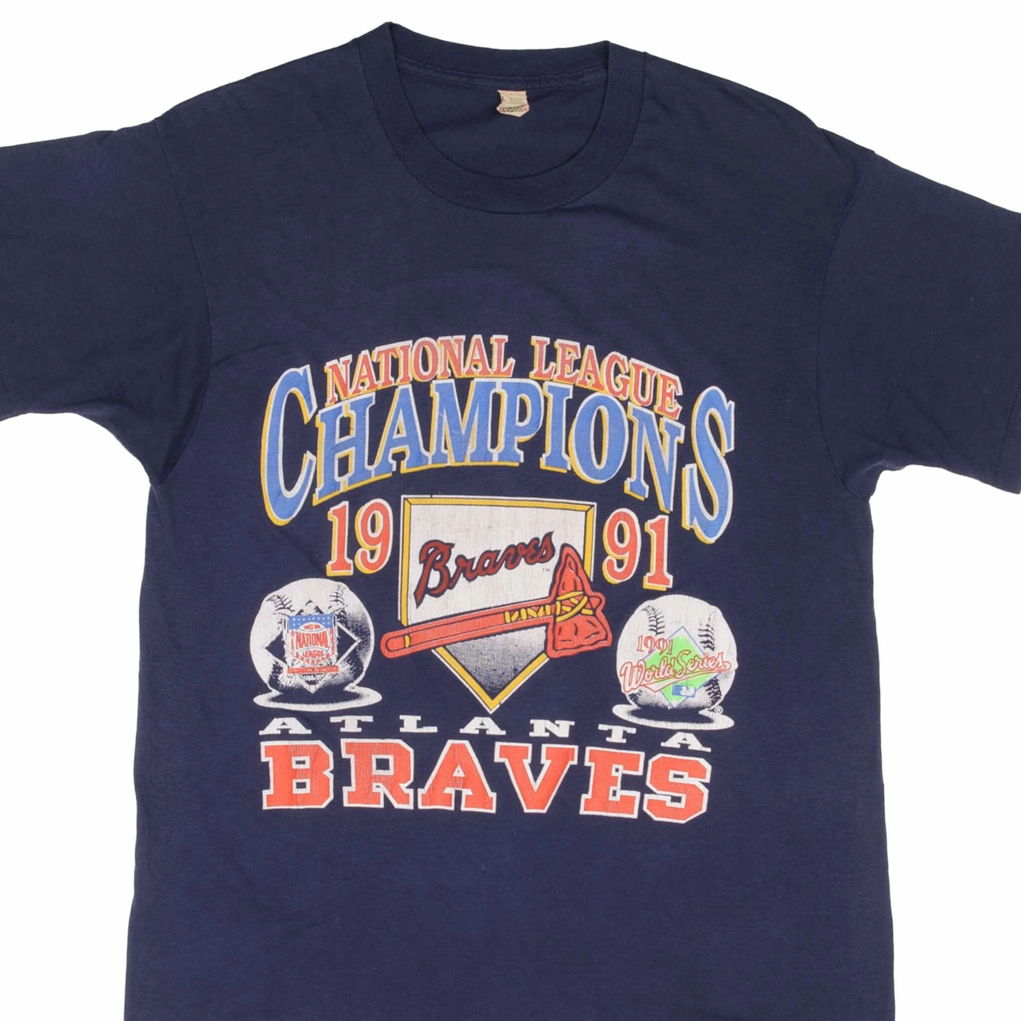 VINTAGE MLB ATLANTA BRAVES CHAMPIONS 1991 TEE SHIRT MEDIUM MADE IN USA Comfortable Style