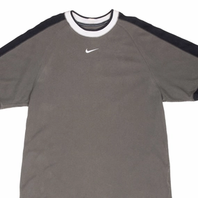 Tear Resistant Knit VINTAGE NIKE CENTER SWOOSH GREY BROWN TEE SHIRT 1990S MEDIUM