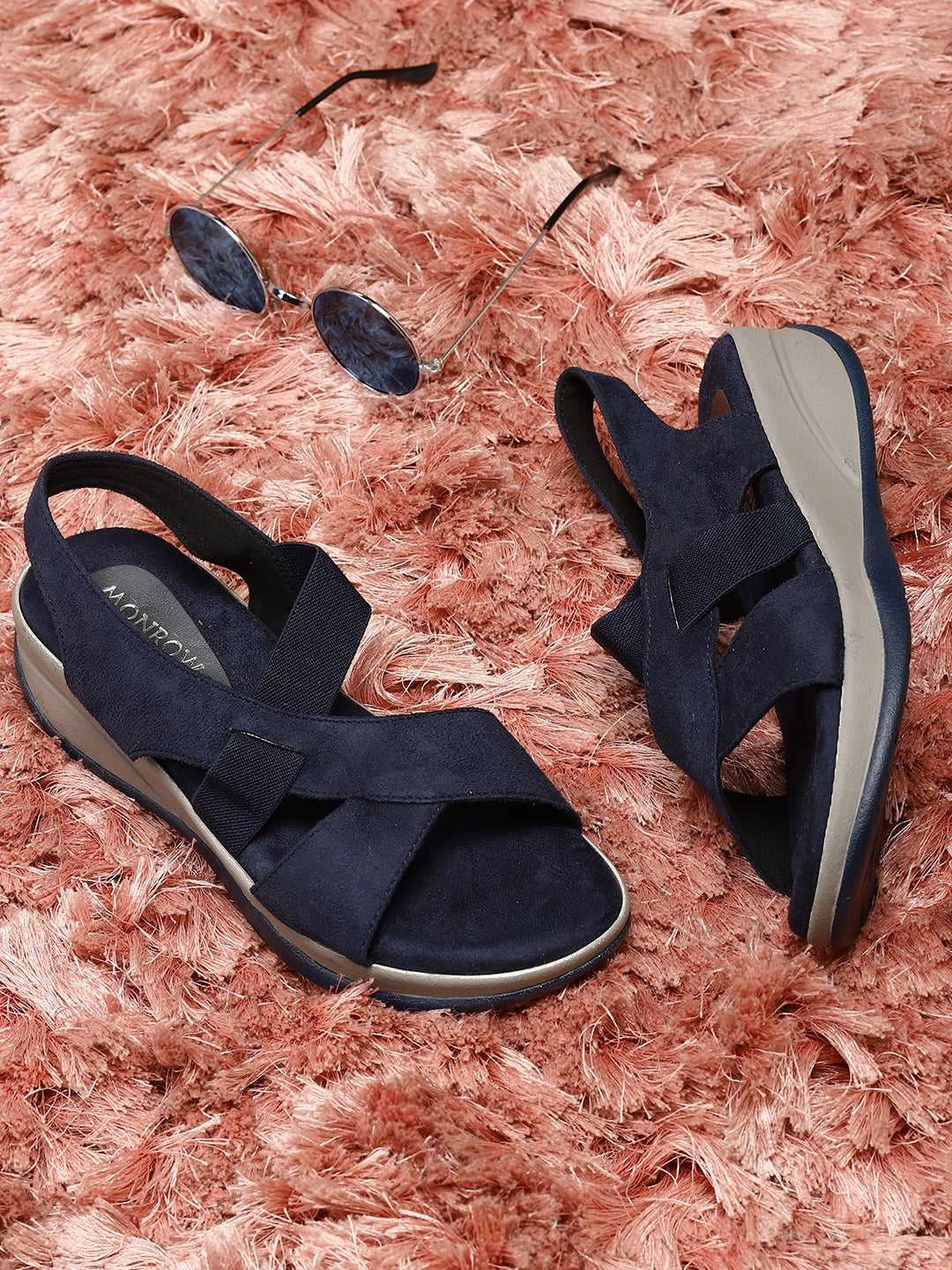 platform sandals Leaf Touch Carlee Blue Wedge Heel