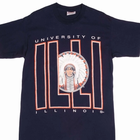 VINTAGE ILLINOIS UNIVERSITY FIGHTING ILLINI TEE SHIRT 1990S SIZE LARGE Sporty Chic Wrinkle Resistant Texture