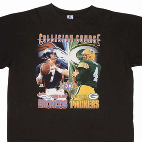 VINTAGE NFL BRONCOS PACKERS SUPERBOWL 1998 TEE SHIRT SIZE 2XL MADE IN USA Sporty Fashion