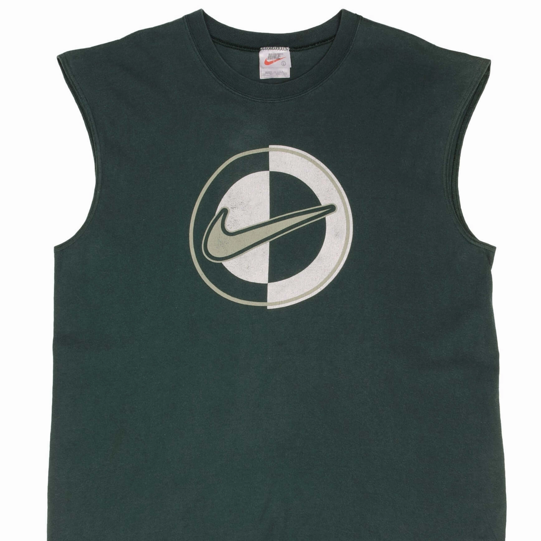 Sports Apparel Eco Certified Textile VINTAGE NIKE BIG SWOOSH GREEN TANK TOP TEE SHIRT 1990S SIZE LARGE MADE IN USA