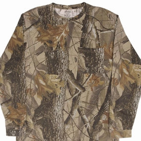 VINTAGE HUNTING REALTREE HARDWOODS CAMO LONG SLEEVE POCKET TEE SHIRT SIZE MEDIUM Subtle Embroidery Relaxed Style