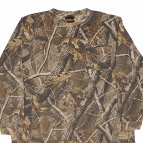Relaxed Comfort Fit ColorfastFabricTech VINTAGE HUNTING REALTREE HARDWOODS CAMO LONG SLEEVE POCKET TEE SHIRT SIZE 2XL