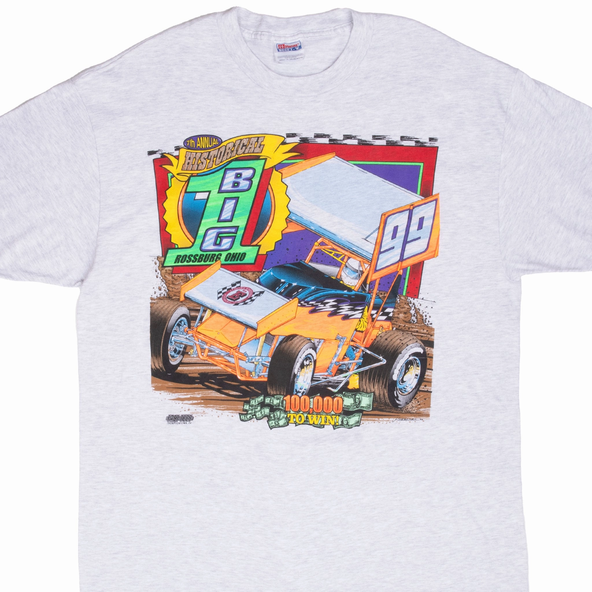 MicroPiqueKnit VINTAGE RACING BIG ROSSBURG OHIO SPEEDWAY 1999 TEE SHIRT XL