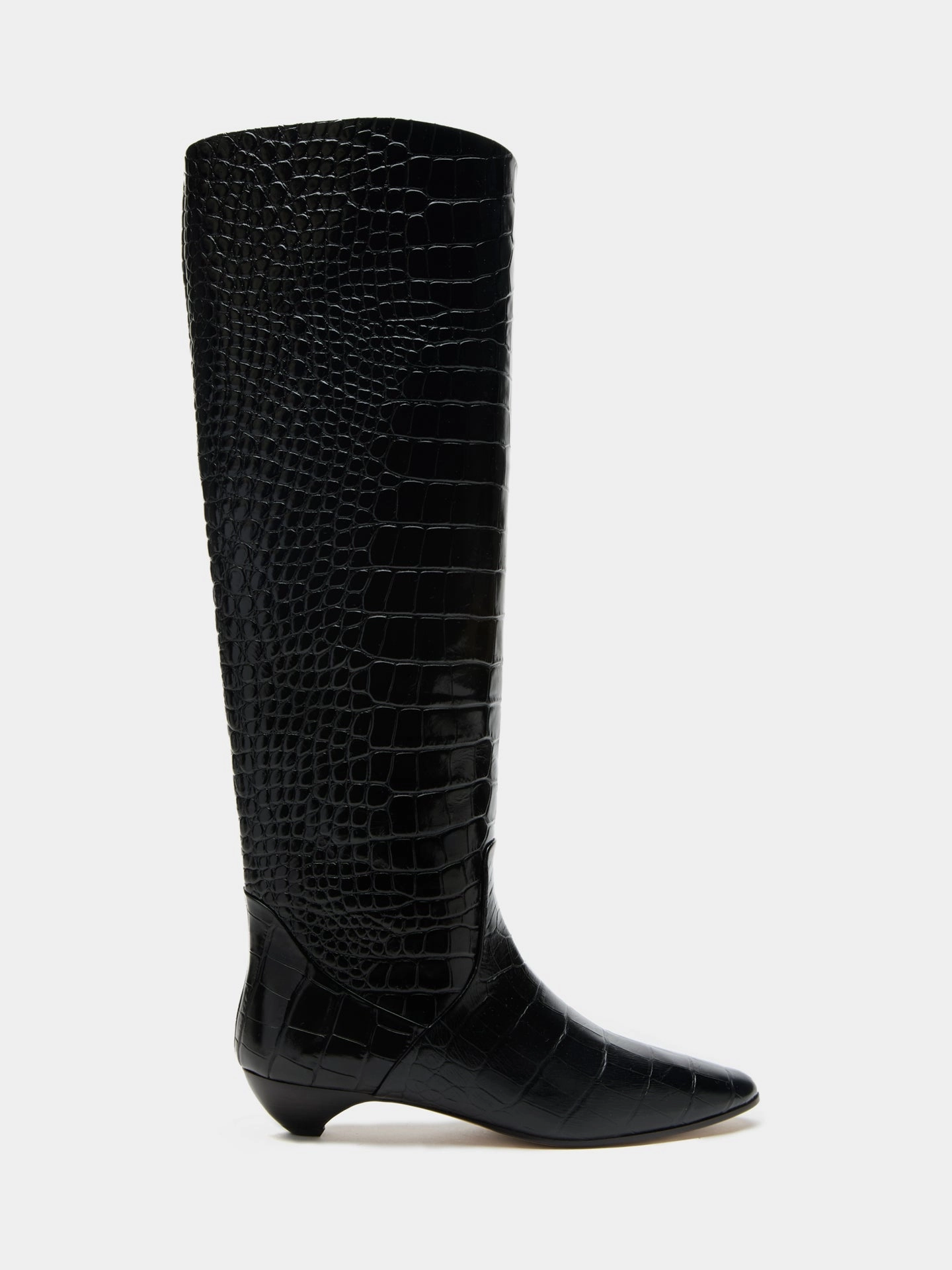 Allegra Riding Boot / Coco Black Leather Croc Effect Low Profile Comfort Seeker
