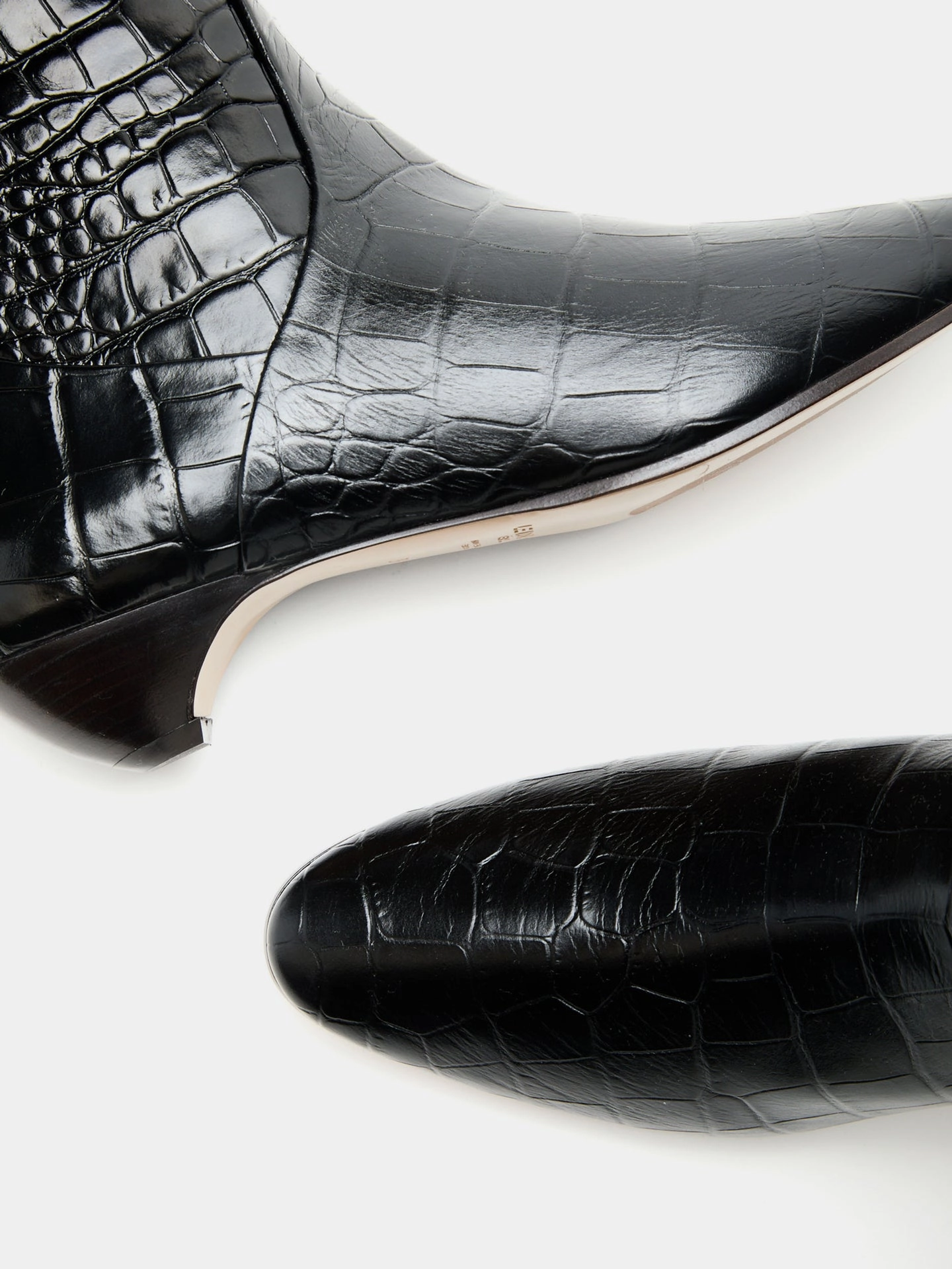 Allegra Riding Boot / Coco Black Leather Croc Effect Festival Ground High Lift