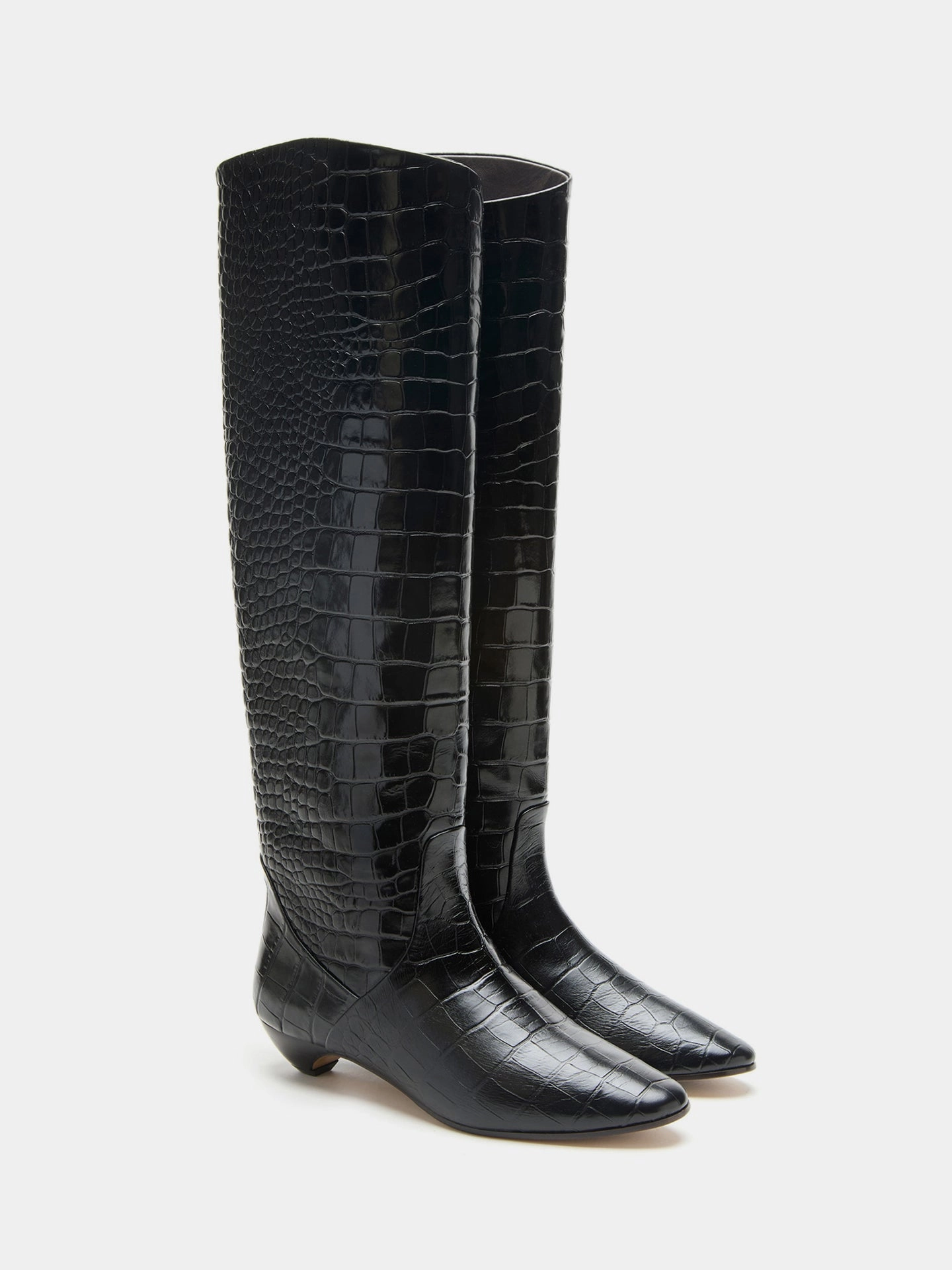 Allegra Riding Boot / Coco Black Leather Croc Effect Stable Ankle