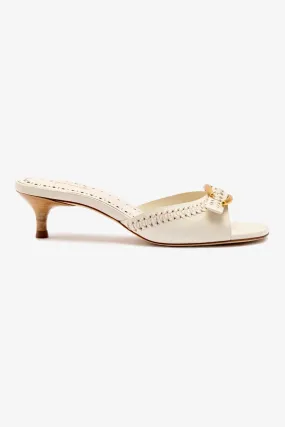 Verona Mule In Ivory Leather Stable base Compression Molded Midsole