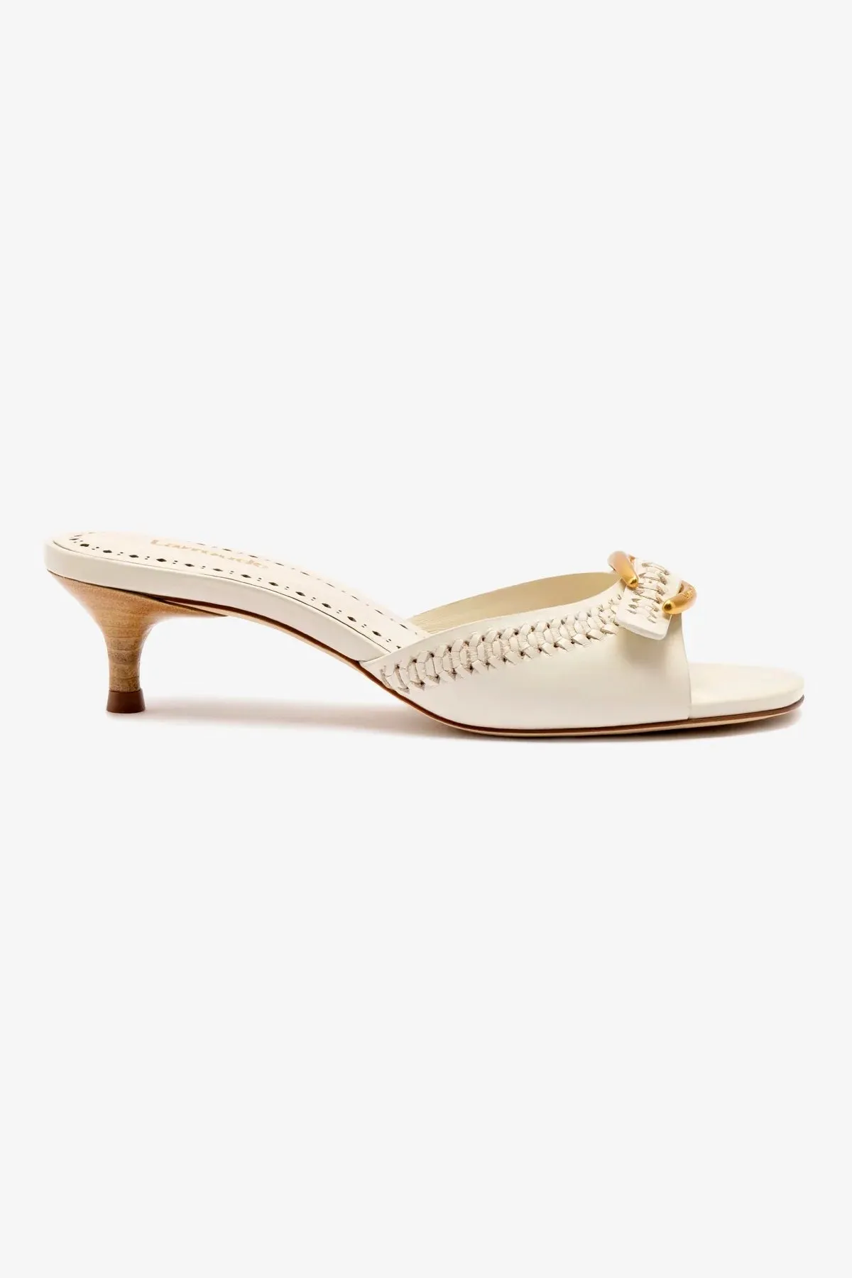 Verona Mule In Ivory Leather Stable base Compression Molded Midsole