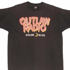 VINTAGE OUTLAW RADIO AFTER DARK 99.5 KISS TEE SHIRT 1990S SIZE XL MADE IN USA Smart Design Basic Piece