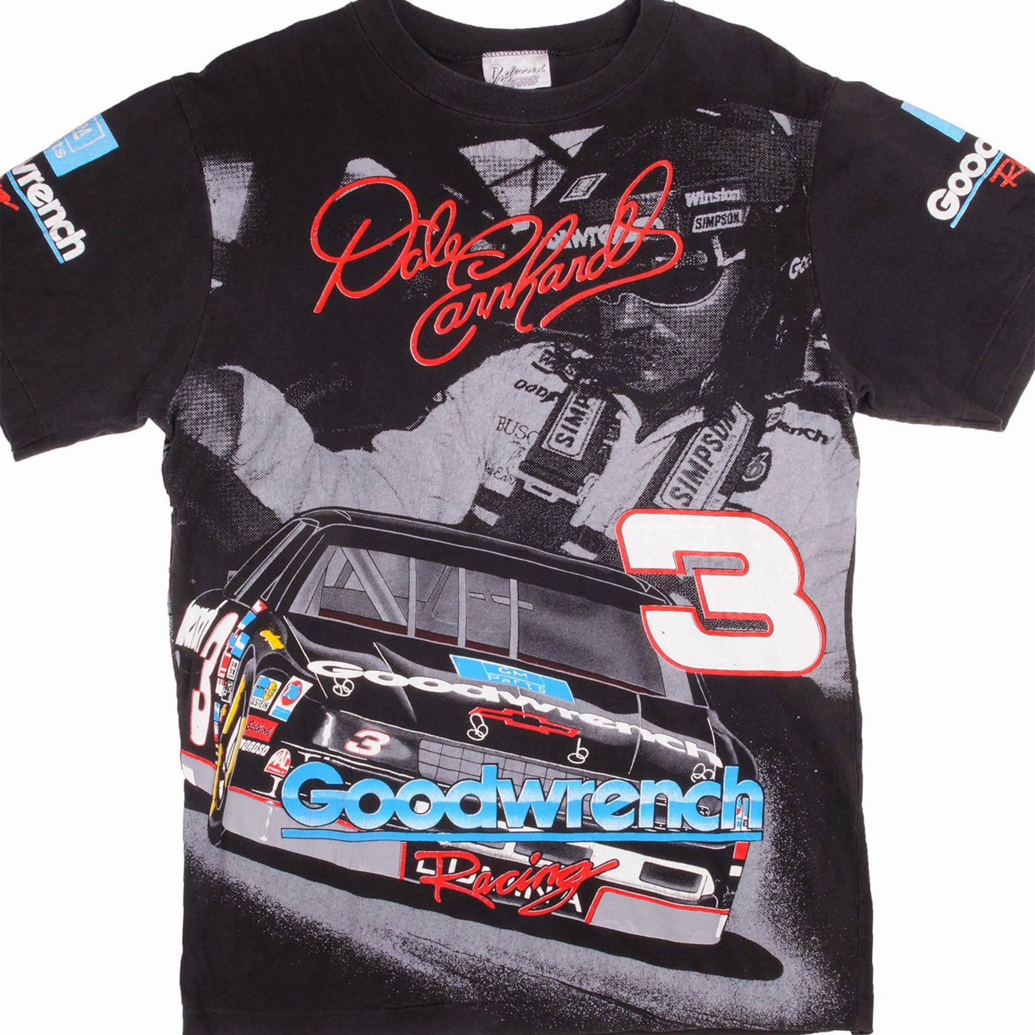 Antibacterial Treatment Comfy Wardrobe VINTAGE NASCAR ALL OVER PRINT DALE EARNHARDT #3 GOODWRENCH RACING 1993 TEE SHIRT SIZE LARGE MADE IN USA