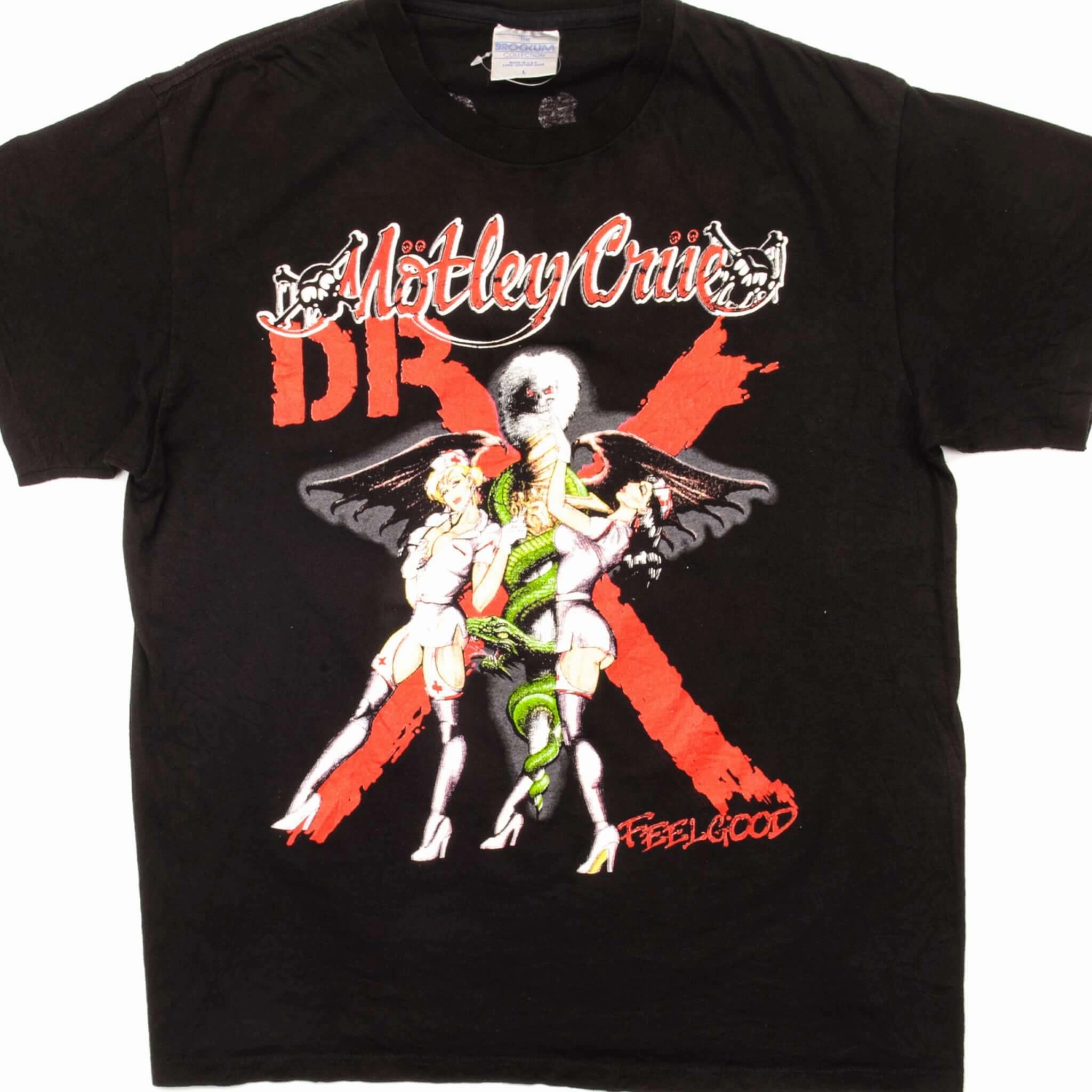 VINTAGE MOTLEY CRUE TEE SHIRT DR FEELGOOD 1989-90 SIZE MEDIUM MADE IN USA Seasonal top Slim Comfort