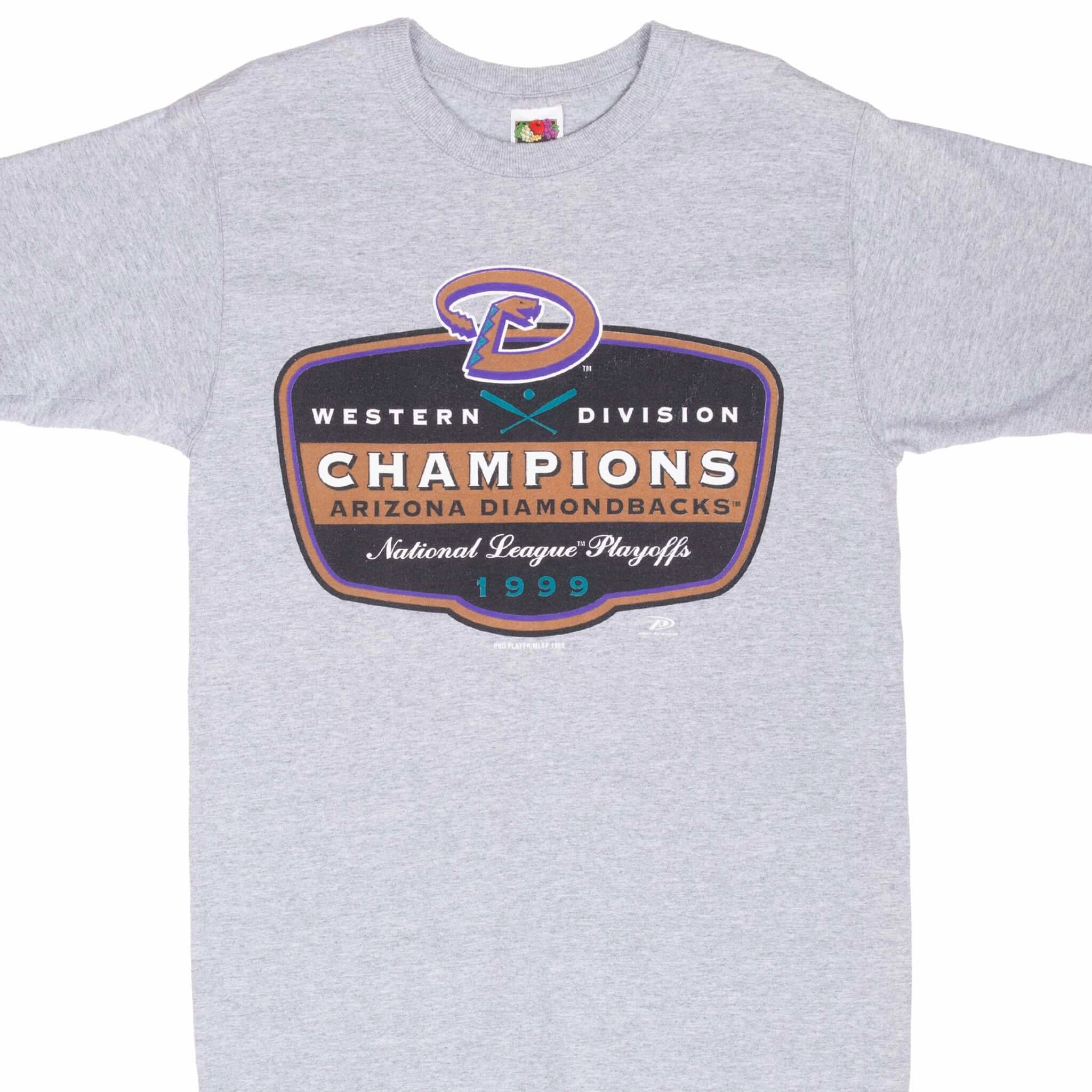 VINTAGE MLB ARIZONA DIAMONDBACKS WESTERN CHAMPIONS 1999 TEE SHIRT SMALL Soft Waistband