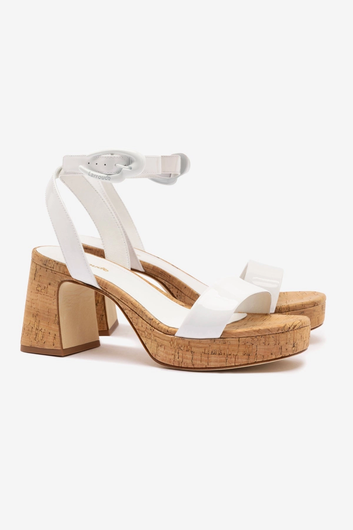 Smart Look Dolly Verona Low Sandal In White Patent Leather and Natural Cork