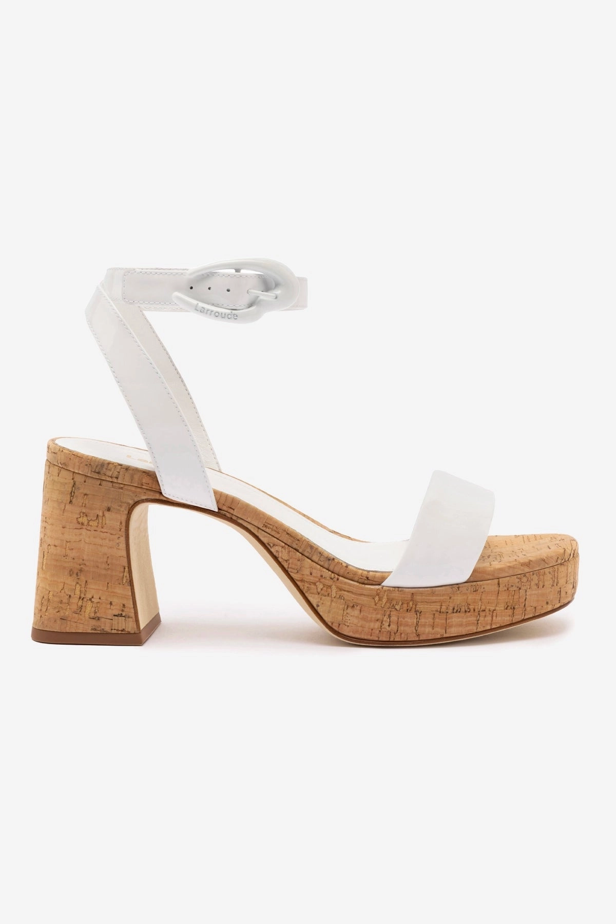 Dolly Verona Low Sandal In White Patent Leather and Natural Cork Friend Meet Blue Cool