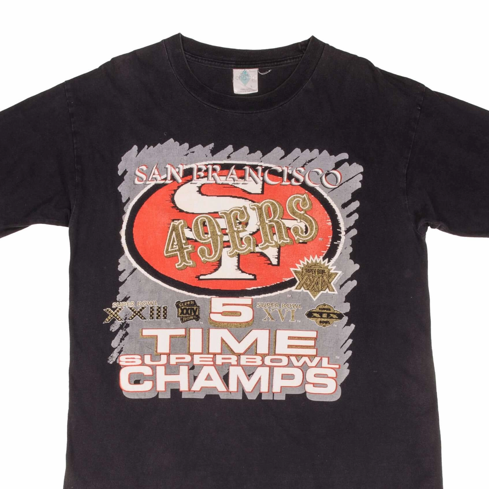 VINTAGE NFL SAN FRANCISCO 49ERS 5 TIME SUPERBOWL CHAMPS 1994 TEE SHIRT SZE LARGE Relaxed Vibes Heather Texture Finish