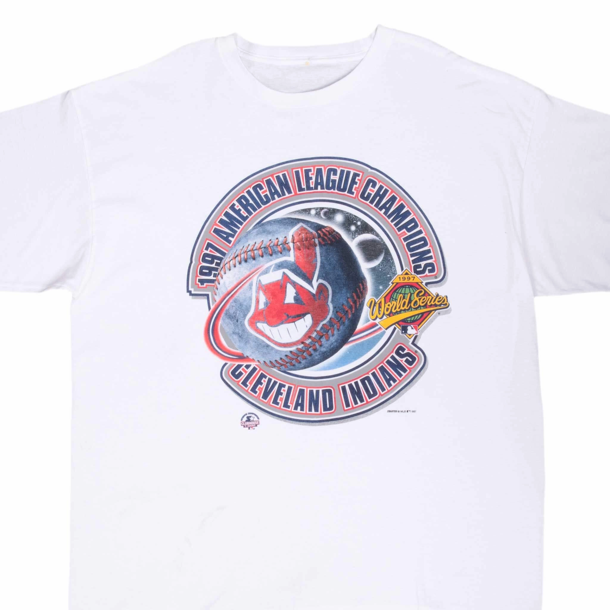 Classic Color Casual All-Day VINTAGE MLB CLEVELAND INDIANS AMERICAN LEAGUE CHAMPIONS 1997 TEE SHIRT 2XL