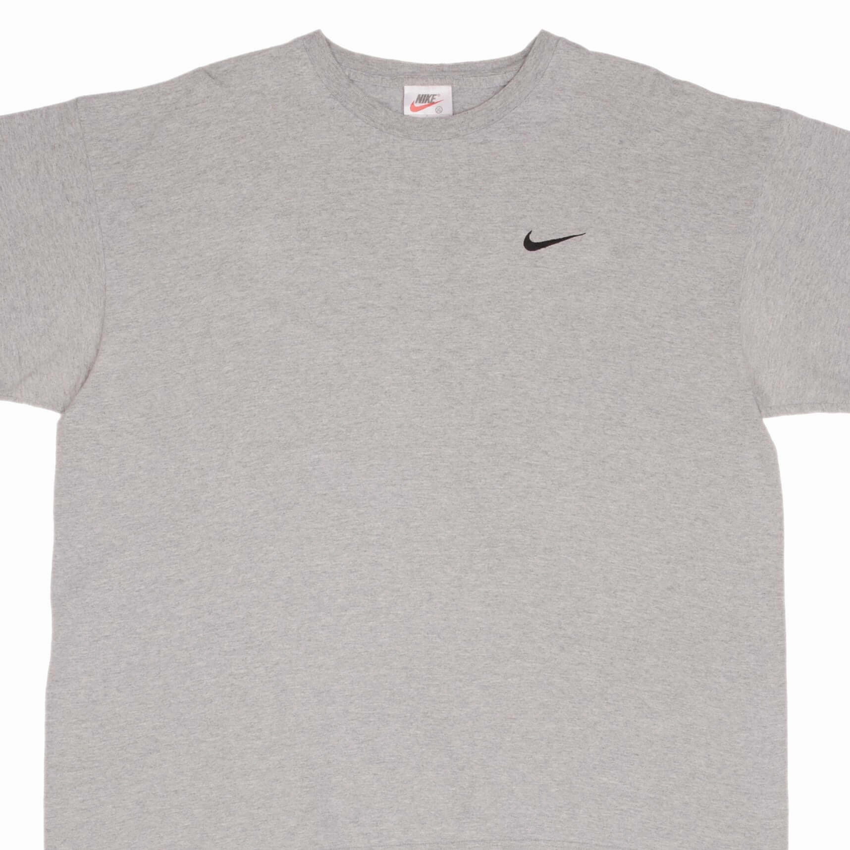 VINTAGE NIKE CLASSIC SWOOSH GRAY TEE SHIRT 1990S XL MADE IN USA MultiPly Fabric