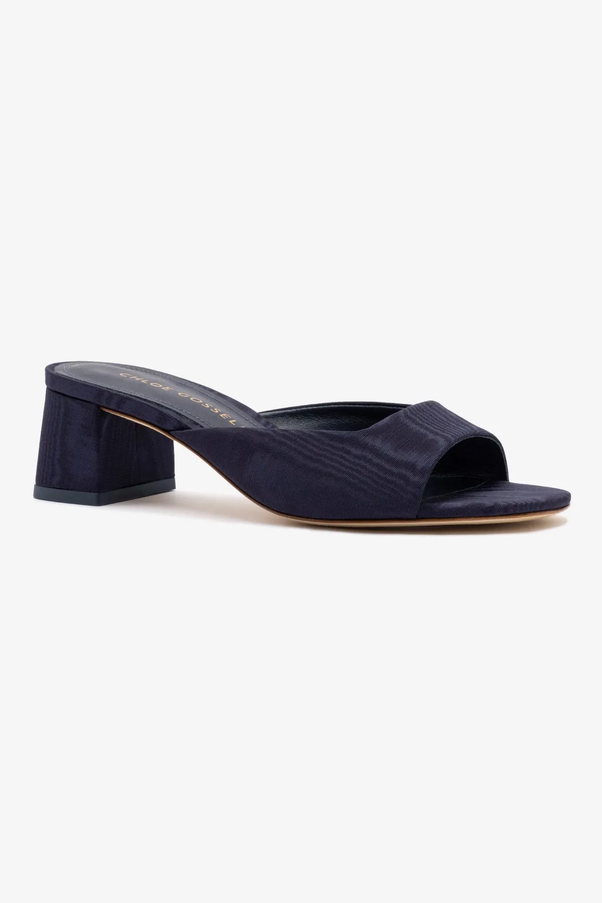 Casual Mood Wear Uncomplicated Comfort Chloe Gosselin by Larroud?? Anah Mule In Navy Fabric