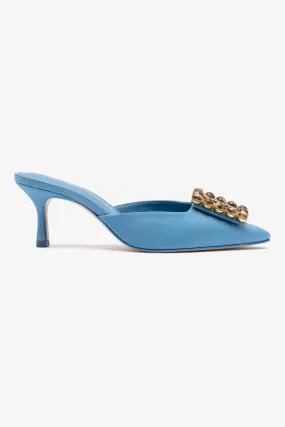 Chloe Gosselin by Larroud?? Ava Mule In Blue Satin Unisex Lounge Look