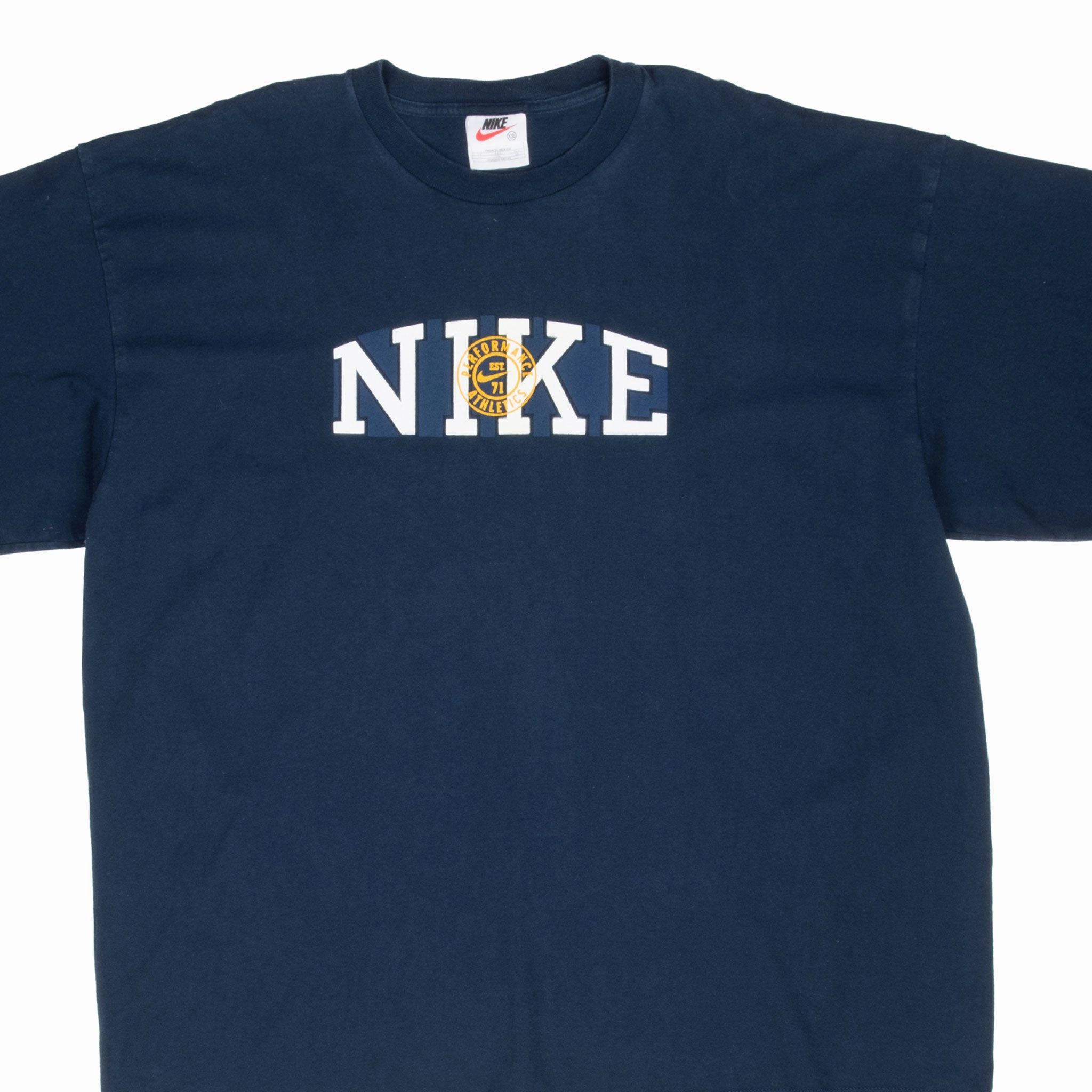 VINTAGE NIKE PERFORMANCE ATHLETIC SPELLOUT BLUE TEE SHIRT 1990S 2XL Eco-friendly