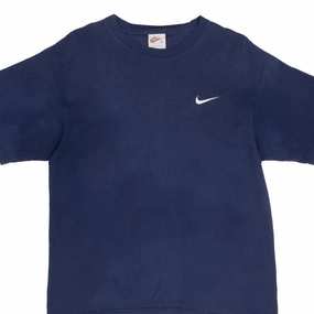 VINTAGE NIKE CLASSIC SWOOSH NAVY BLUE TEE SHIRT 1990S SIZE MEDIUM MADE IN USA Sleek Performance Wear