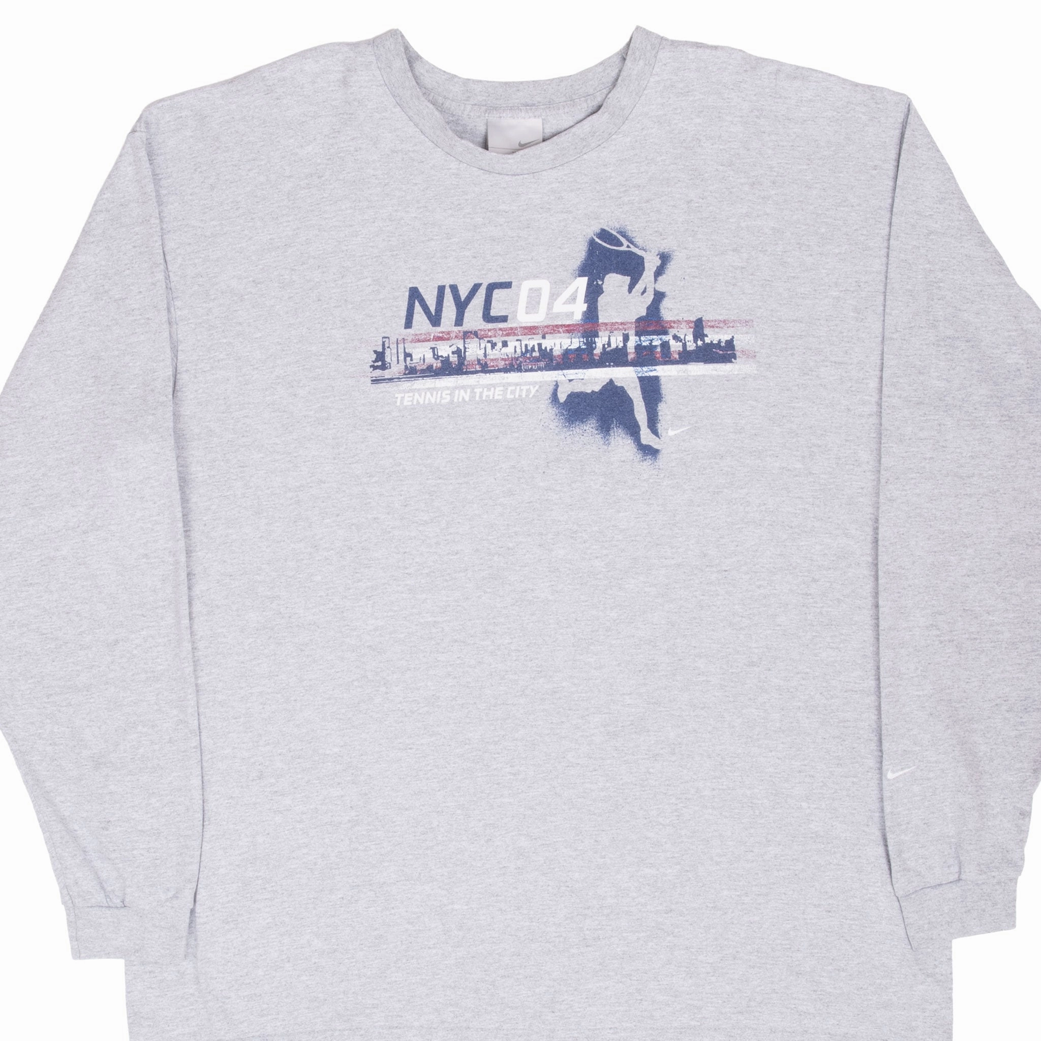 VINTAGE NIKE TENNIS IN THE CITY NYC LONG SLEEVE TEE SHIRT 2004 XL Flexible stretch