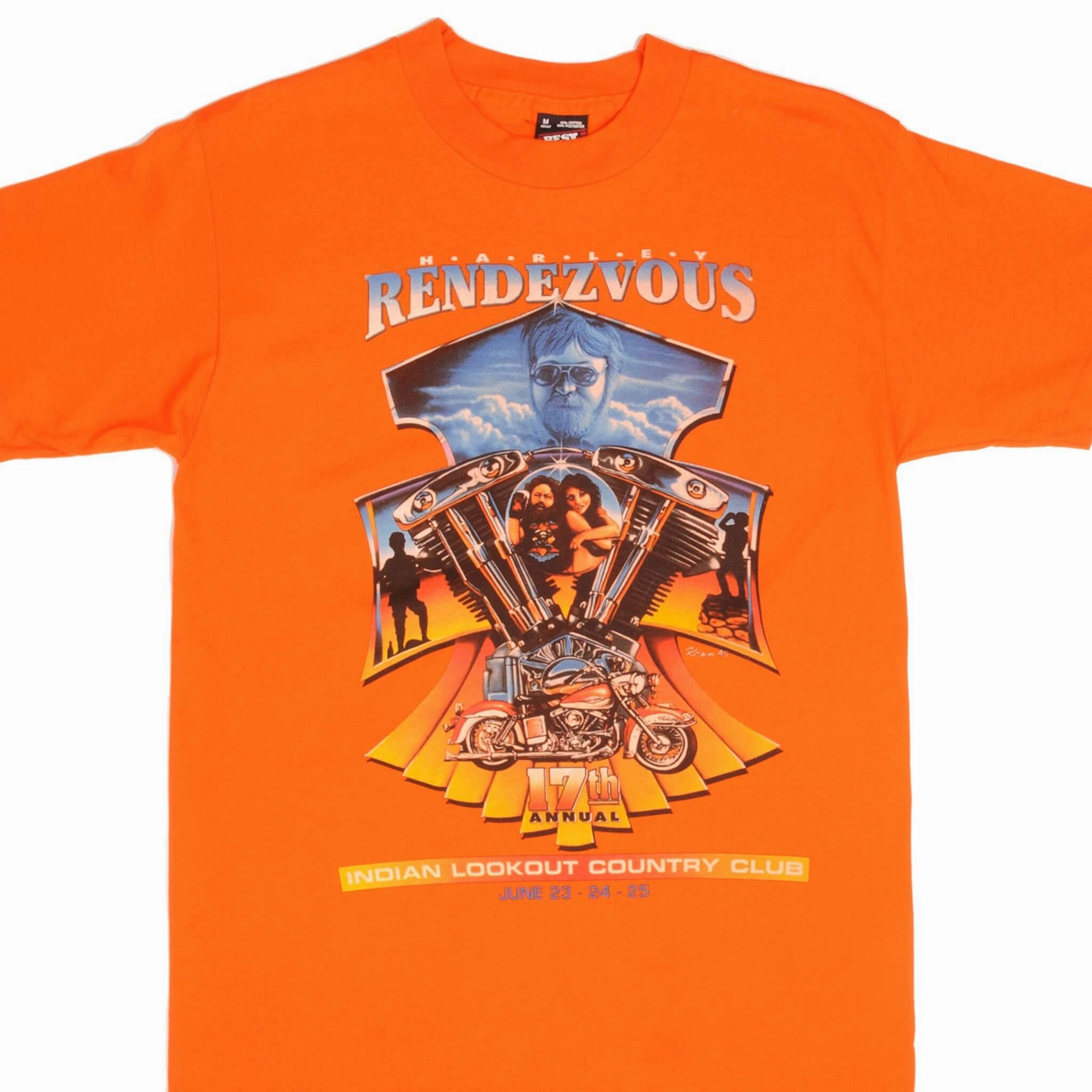 Smart Wear VINTAGE HARLEY DAVIDSON RENDEZ VOUS STAFF TEE SHIRT 1995 MEDIUM MADE USA