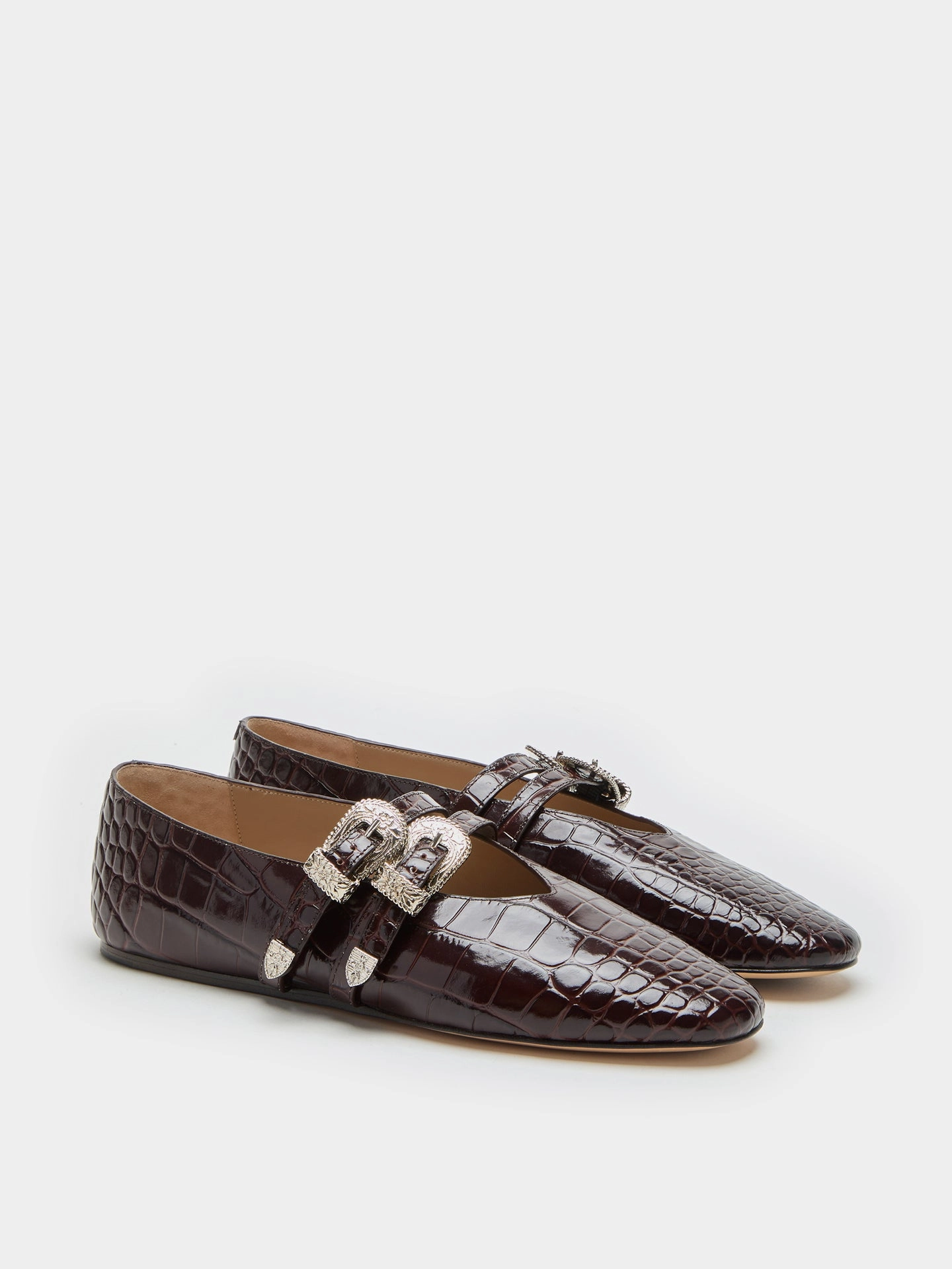 Fashion-Forward Design Claudia Slipper / Coco Brown Leather Croc Effect