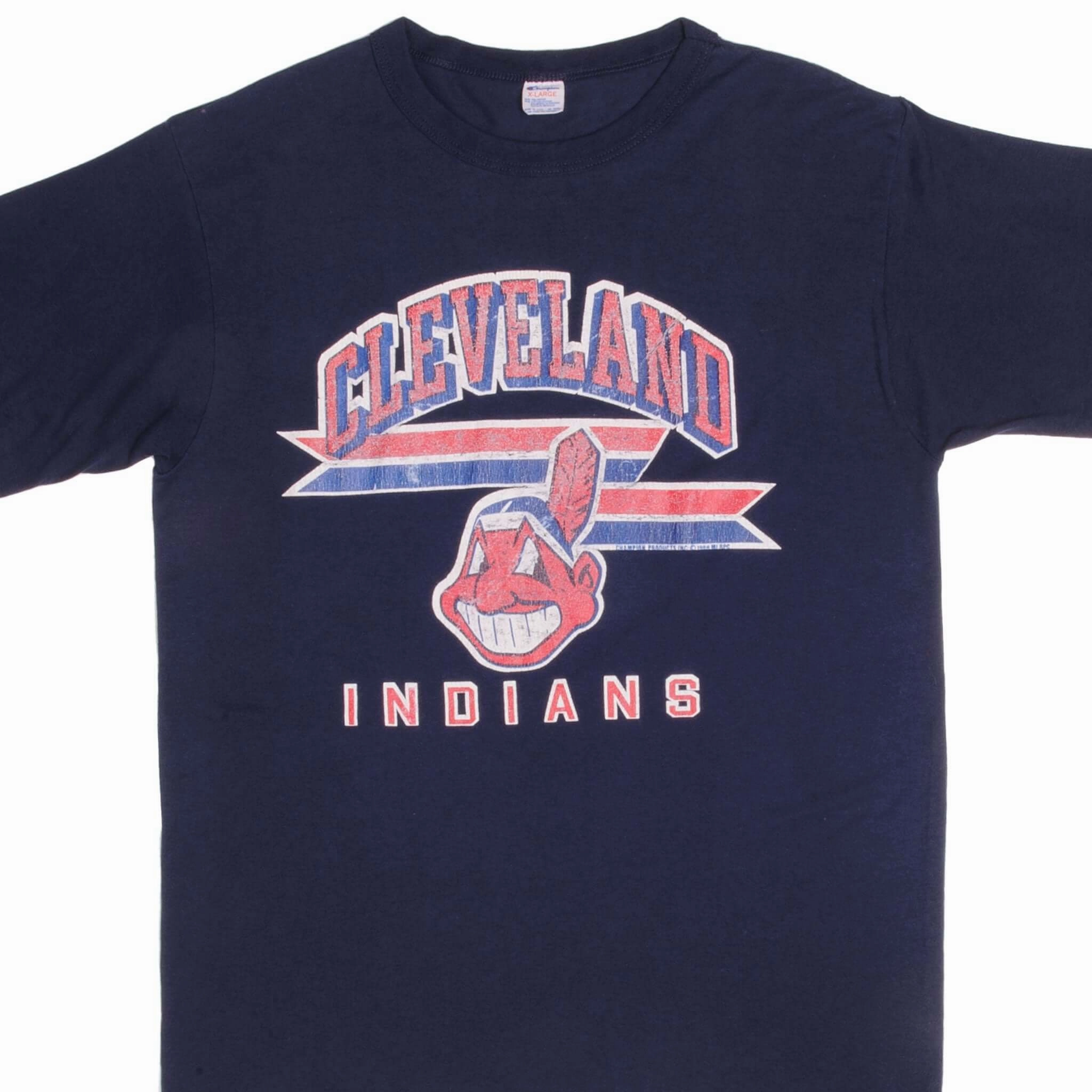 Weekend Fashion sporty wear VINTAGE MLB CLEVELAND INDIANS CHAMPION TEE SHIRT 1988 SIZE LARGE MADE IN USA
