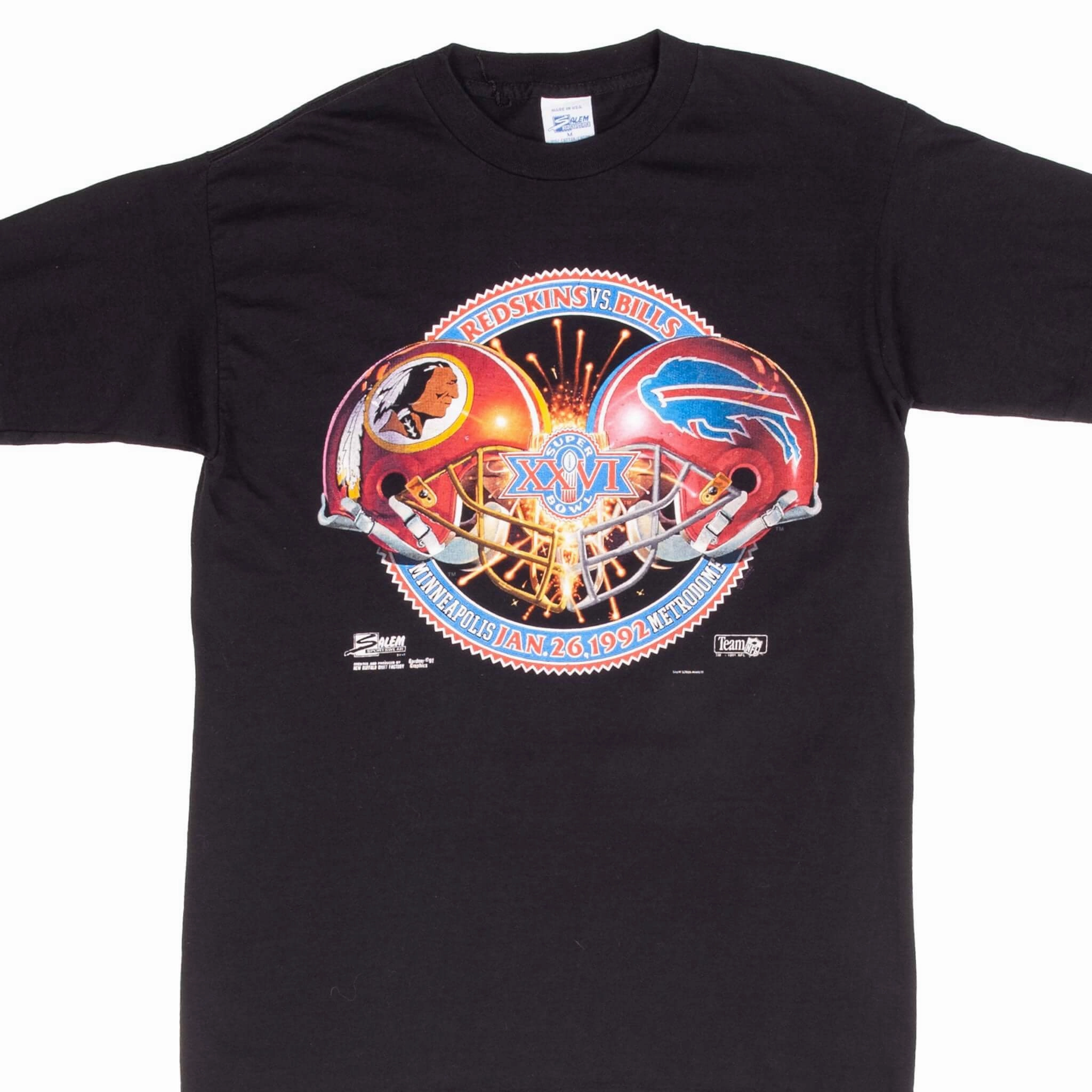 VINTAGE NFL SUPER BOWL XXVI REDSKINS VS BILLS 1992 TEE SHIRT MEDIUM MADE IN USA Urban Casual Look