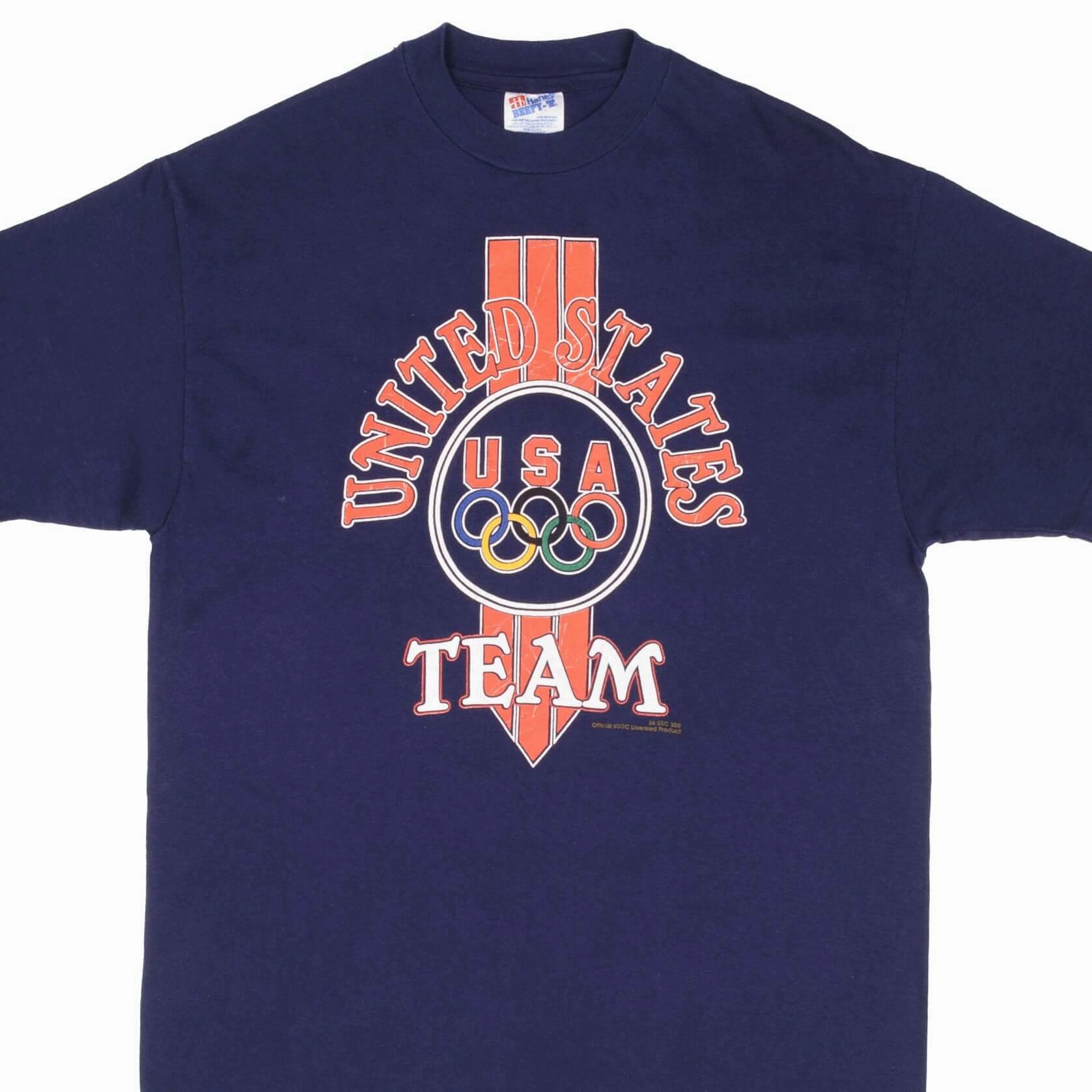 Popular Fade Resistant Dye VINTAGE OLYMPIC GAMES TEAM USA TEE SHIRT SIZE LARGE MADE IN USA