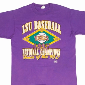 Vintage Look Soft And Comfortable VINTAGE NCAA LSU LOUISIANA STATE TIGERS BASEBALL CHAMPIONS 1997 TEE SHIRT MEDIUM