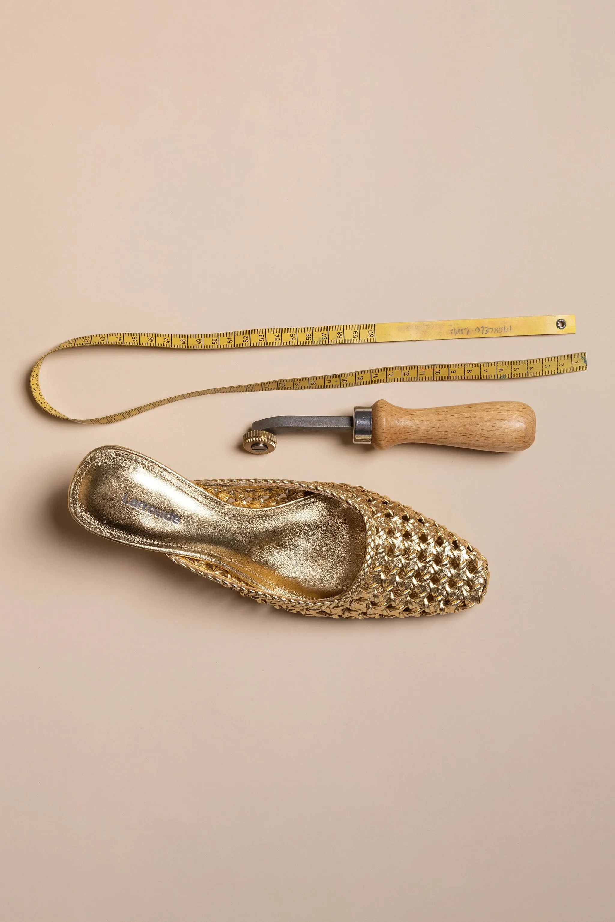 Amal Macrame Mule In Gold Metallic Leather No Tie Lifestyle windproof