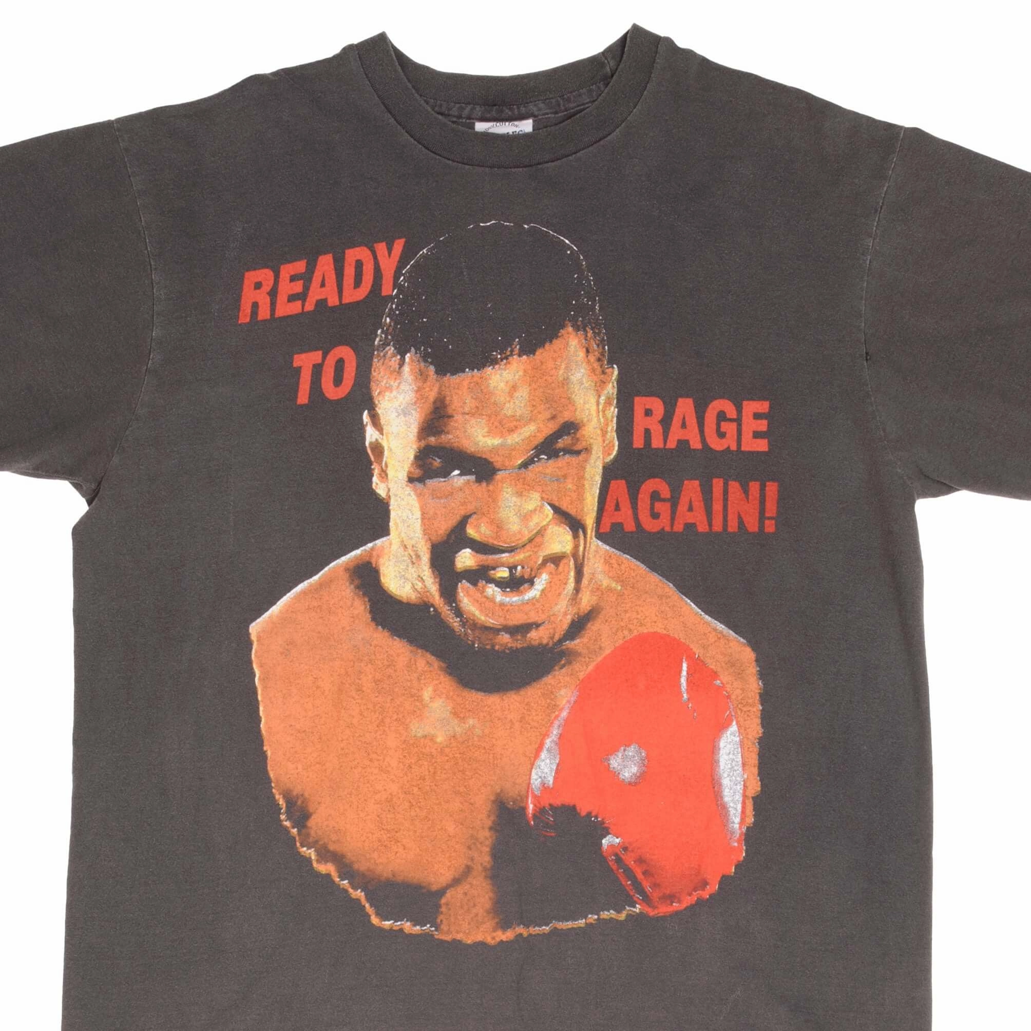 BOOTLEG BOXING TEE SHIRT MIKE TYSON READY TO RAGE AGAIN SIZE XL SINGLE STITCH Anti microbial coating