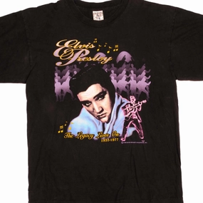 Drop Shoulder Cut MicroPiqueKnit VINTAGE ELVIS PRESLEY TEE SHIRT 1996 SIZE XL MADE IN USA
