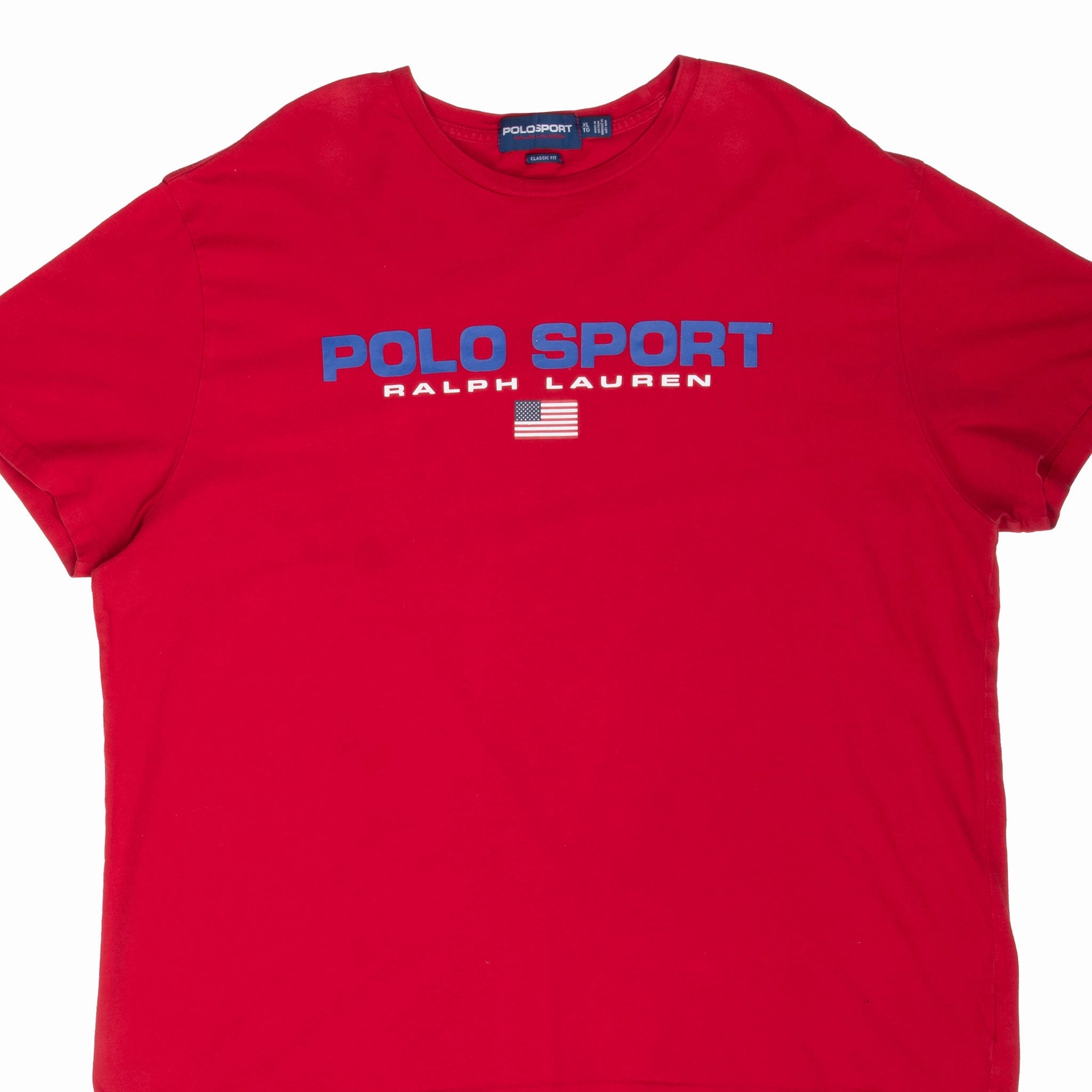 Trendy Vibes Vintage Wash Effect VINTAGE RALPH LAUREN POLO SPORT RED TEE SHIRT 1990S XL