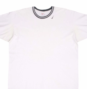 VINTAGE NIKE CLASSIC NECK SWOOSH WHITE TEE SHIRT 1990S SIZE XL Low Profile Silhouette
