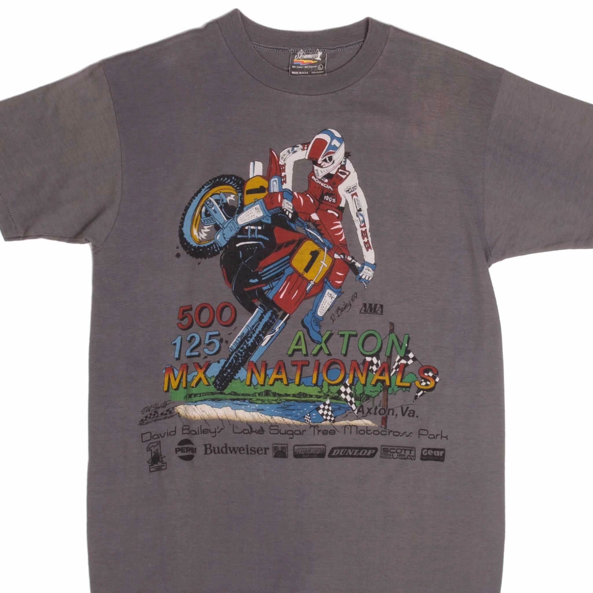 Eco friendly materials Sports Outfit VINTAGE AMA MOTOCROSS DAVID BAILEY AXTON NATIONAL 1987 TEE SHIRT MEDIUM MADE USA
