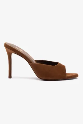 Jasmine Hi Mule In Burnt Umber Suede Cozy Lining Indoor Use