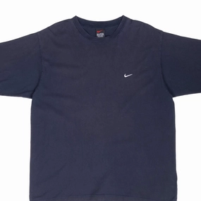 Timeless Piece Silk combination VINTAGE NIKE CLASSIC SWOOSH NAVY BLUE TEE SHIRT 1990S LARGE