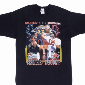 Seasonal Layering Cozy Comfort VINTAGE NFL FALCONS VS BRONCOS SUPERBOWL XXXIII 1999 TEE SHIRT SIZE LARGE