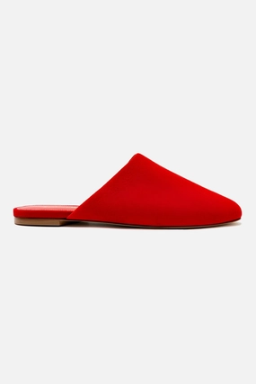 Venice Flat Mule and Pouch Kit In Scarlet Suede Casual Classic