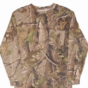 VINTAGE HUNTING REALTREE CAMO LONG SLEEVE POCKET TEE SHIRT SIZE SMALL Wrinkle Resistant Finish
