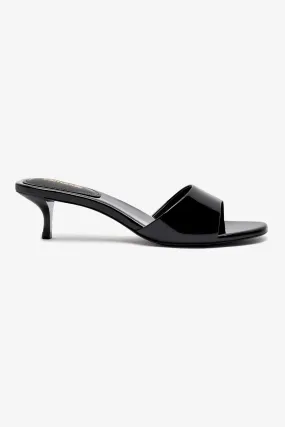 Greta Mule In Black Patent Leather Non Slip Tread